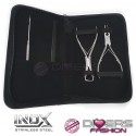 Kit Profesional Aplicador Extensiones: Alicate 5 en 1, Aplicador y Extractor de Anillas, Peine y Bolsa - Acero Inoxidable
