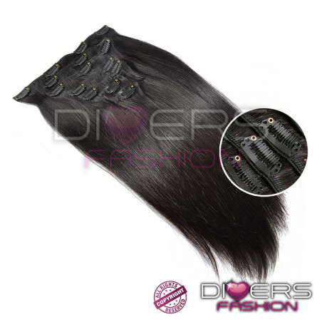 Extensiones de clips quita y pon – 100% cabello humano indio fácil y natural liso