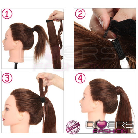 Coleta - Cola de Caballo Ponytail 100% Cabello Humano hindú – Aplicación Rápida