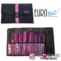 Set de 9 Peines Profesionales Eurostil con Estuche – Colores Aleatorios