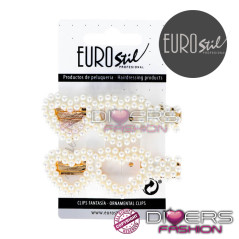 Horquillas con Perlas – Doble Corazón (2 Unidades) | Joyería para Peinados de Boda & Fiesta
