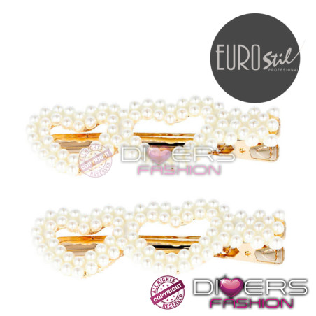 Horquillas con Perlas – Doble Corazón (2 Unidades) | Joyería para Peinados de Boda & Fiesta