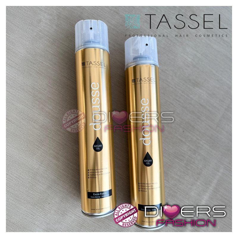 Laca Extrafuerte Dousse Tassel 750 ml – Fijación Profesional con Aceite de Argán Laca Extrafuerte Dousse Tassel 750 ml – Fijación Profesional con Aceite de Argán