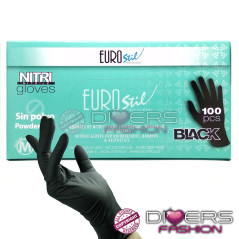 Guantes Desechables de Nitrilo Negro Sin Polvo Eurostil – Caja 100 un. | Resistentes & Sin Látex